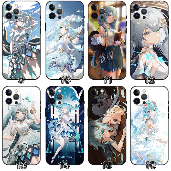 Faruzan Genshin Impact Phone Case: teal, aqua anime-style female character, anime, cartoon, fantasy style