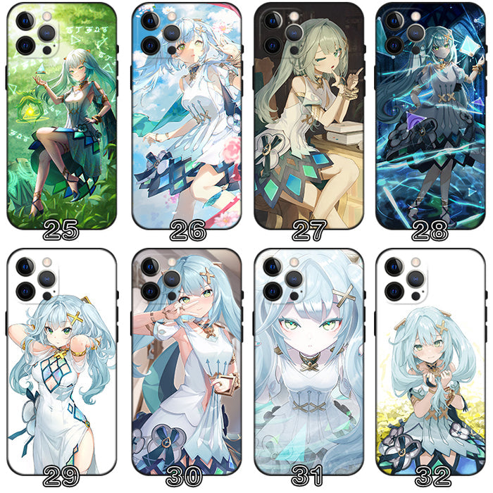 Faruzan Genshin Impact Phone Case: teal, aqua anime-style female character, anime, cartoon, fantasy style
