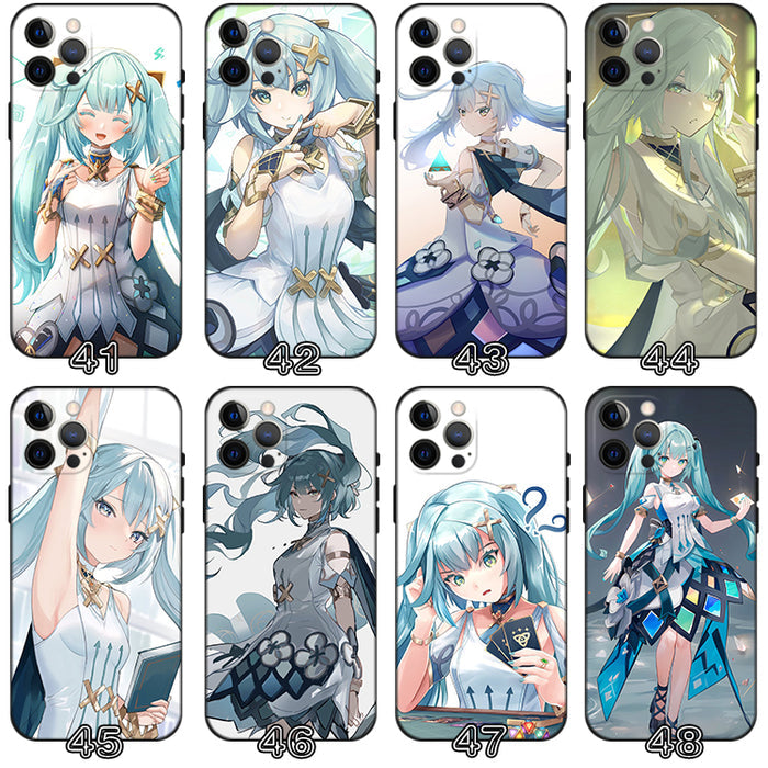 Faruzan Genshin Impact Phone Case: teal, aqua anime-style female character, anime, cartoon, fantasy style