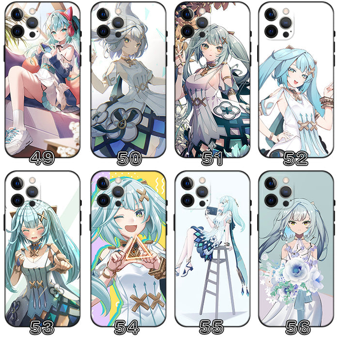 Faruzan Genshin Impact Phone Case: teal, aqua anime-style female character, anime, cartoon, fantasy style