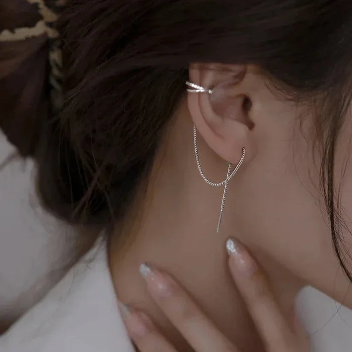 Faux Cuff Clip Drop Earring for a Striking Look: silver ear jewelry, minimal style