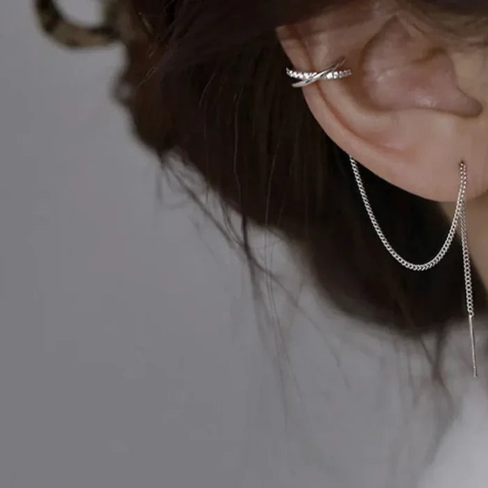Faux Cuff Clip Drop Earring for a Striking Look: silver ear jewelry, minimal style