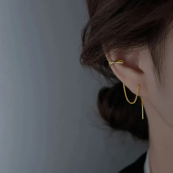 Faux Cuff Clip Drop Earring for a Striking Look: silver ear jewelry, minimal style