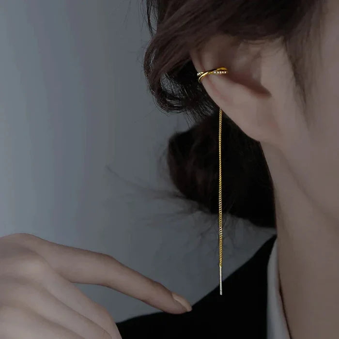 Faux Cuff Clip Drop Earring for a Striking Look: silver ear jewelry, minimal style