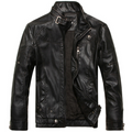 Faux Leather Jacket for Men, Bomber Style: black, dark gray jacket, biker moto style