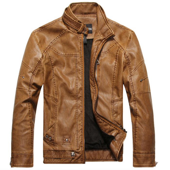 Faux Leather Jacket for Men, Bomber Style: black, dark gray jacket, biker moto style