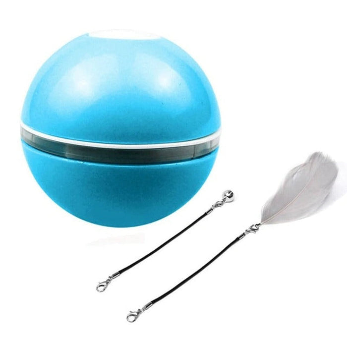 Feather LED Pet Ball with Illumination: pink, black cat, minimal style