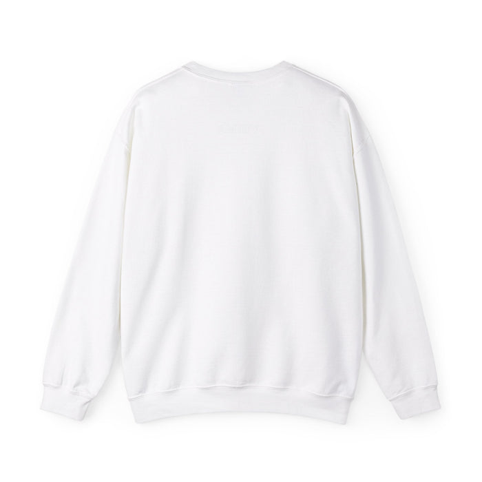 Festive Feline Pullover: white, black black cat wearing a Santa hat, cartoon holiday graphic style
