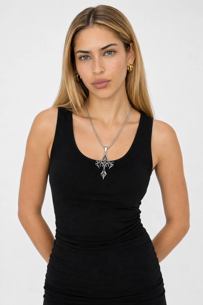 Fiery Gothic Cross Pendant Necklace Default