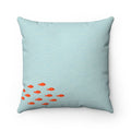 Fish School Pillow: Home Decorative Accents, Available in 4 Different Sizes: light blue, orange-red fish, minimal cartoon sty