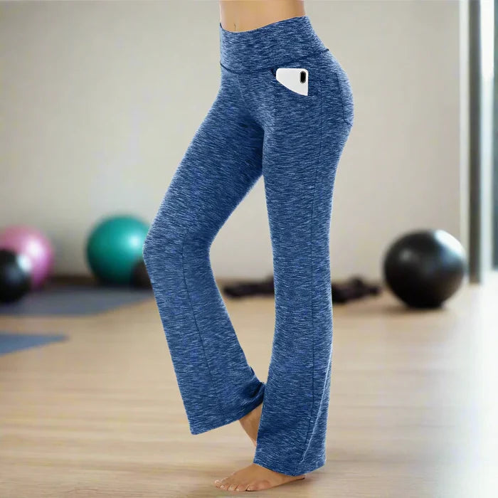 Flattering Straight Flare Yoga Leggings with a High Waist: heather gray, black women's flared yoga/lounge pants, casual athle