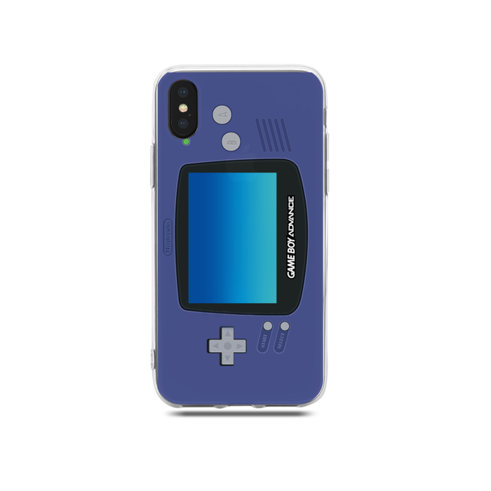 Flexible TPU Phone Case with Accurate Cutouts: blue, black Nintendo Game Boy Advance-inspired design, retro gaming, graphic s