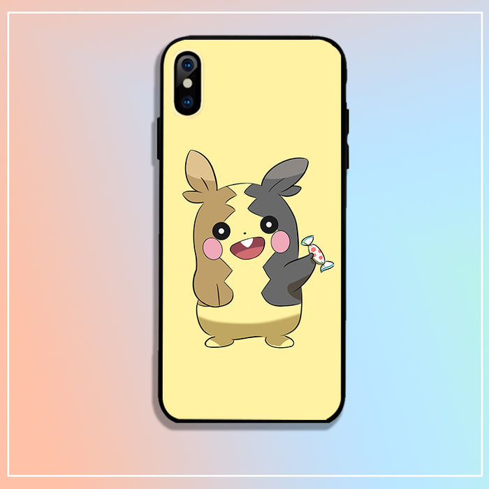 Flexible TPU Phone Case with Grip: pale yellow, brown cartoon rabbit-like character, kawaii cartoon style