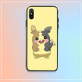 Flexible TPU Phone Case with Grip: pale yellow, brown cartoon rabbit-like character, kawaii cartoon style