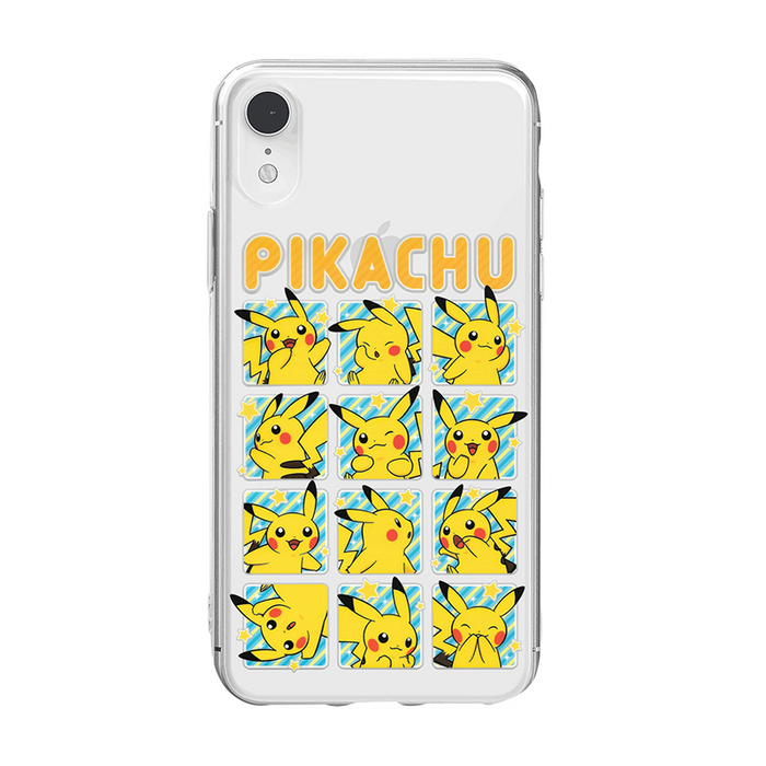Flexible TPU Phone Case with Grip: clear, yellow Pikachu, cartoon style