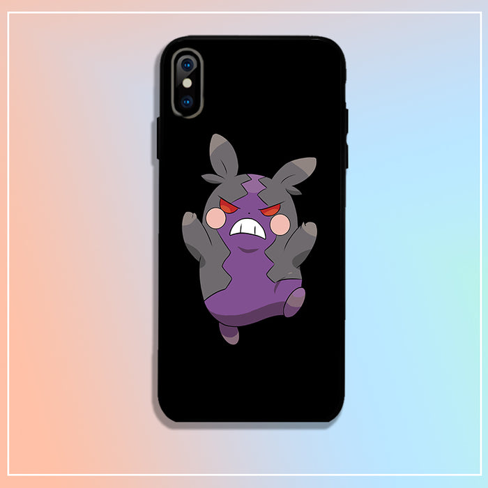 Flexible TPU Phone Case with Grip: pale yellow, brown cartoon rabbit-like character, kawaii cartoon style