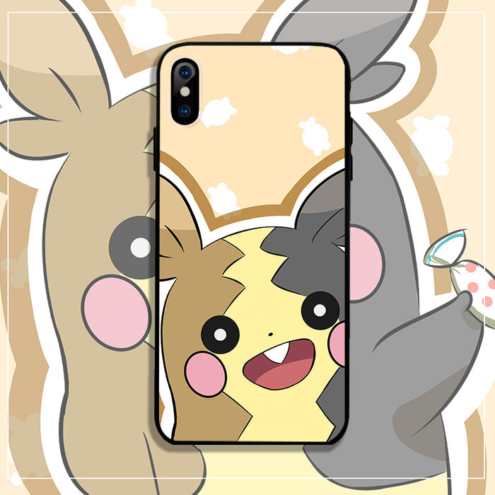 Flexible TPU Phone Case with Grip: pale yellow, brown cartoon rabbit-like character, kawaii cartoon style