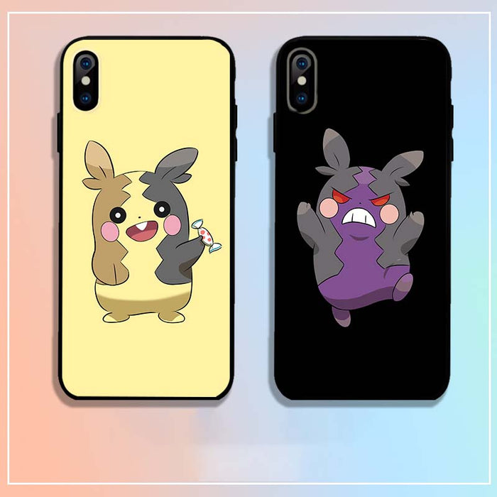 Flexible TPU Phone Case with Grip: pale yellow, brown cartoon rabbit-like character, kawaii cartoon style