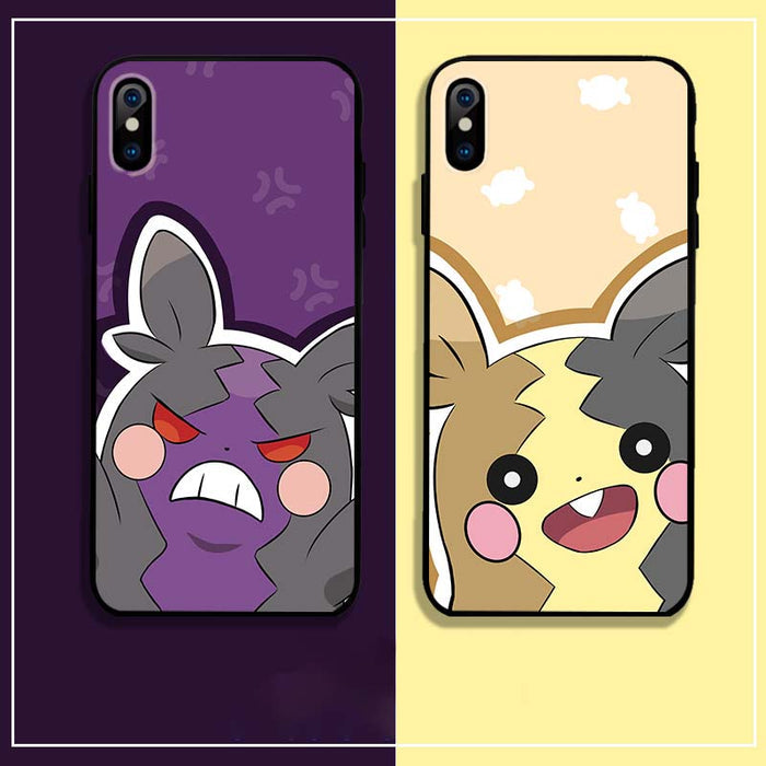 Flexible TPU Phone Case with Grip: pale yellow, brown cartoon rabbit-like character, kawaii cartoon style