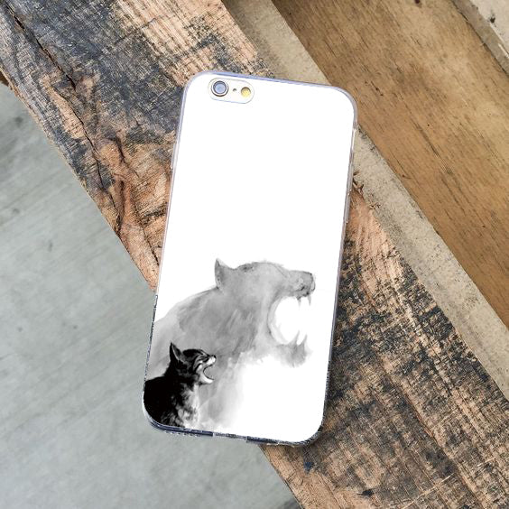 Flexible TPU Phone Case with Protection: white, gray bear and small animal illustration, minimal, watercolor illustration sty