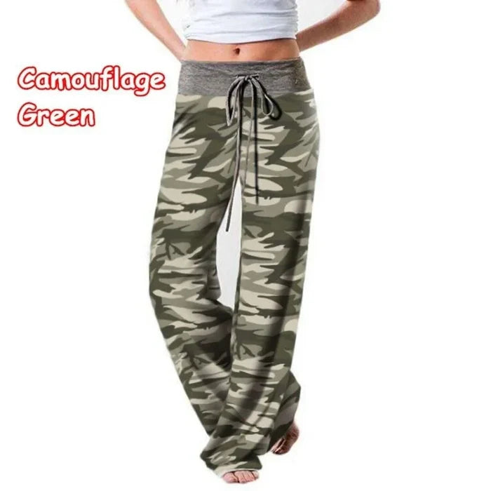 Flexible Women's Casual Trousers: charcoal gray, pink floral pattern, bohemian casual style