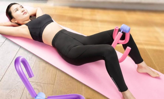 Flexor: Strengthen Your Thigh and Arm Muscles with this Exercise: purple, gray exercise thigh toner/resistance trainer, minim