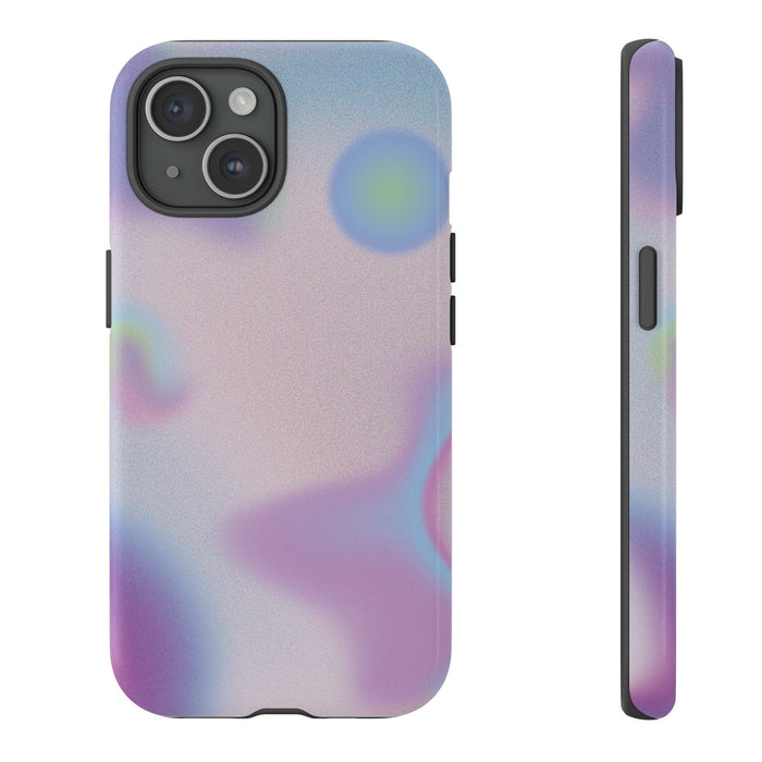 Floating Orbs Tough iPhone Case with Gradient Design: lavender, purple smartphone case, minimal style