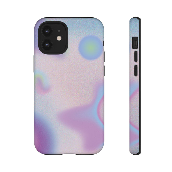 Floating Orbs Tough iPhone Case with Gradient Design: lavender, purple smartphone case, minimal style