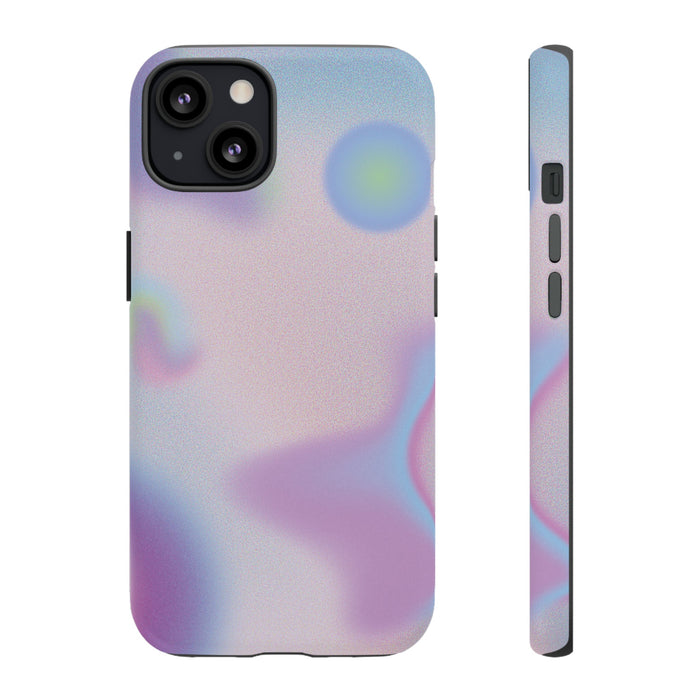 Floating Orbs Tough iPhone Case with Gradient Design: lavender, purple smartphone case, minimal style