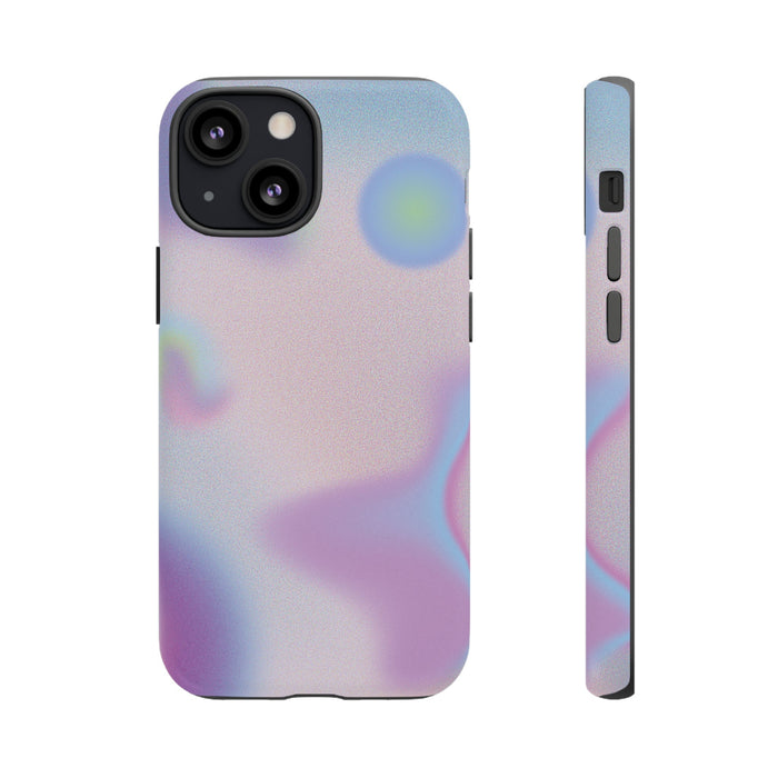 Floating Orbs Tough iPhone Case with Gradient Design: lavender, purple smartphone case, minimal style
