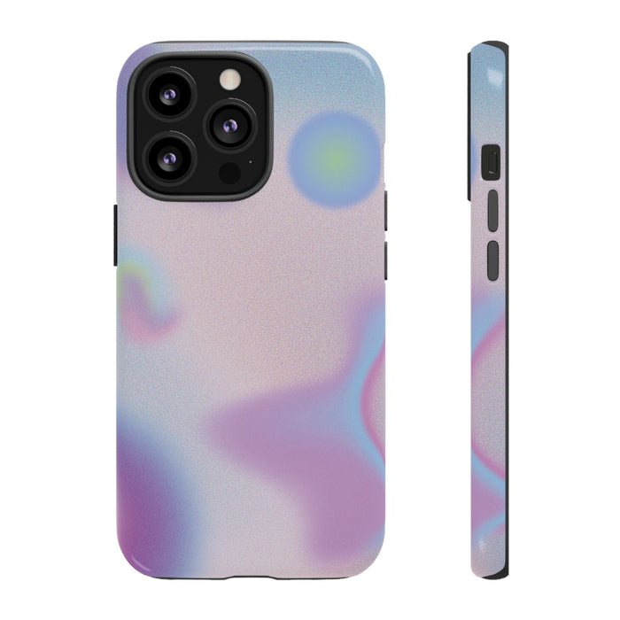 Floating Orbs Tough iPhone Case with Gradient Design: lavender, purple smartphone case, minimal style