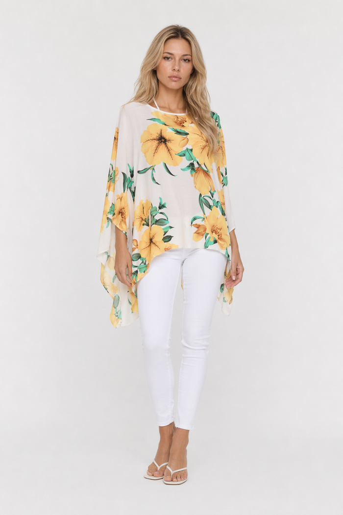 Floral Chiffon Batwing Top for Women Default