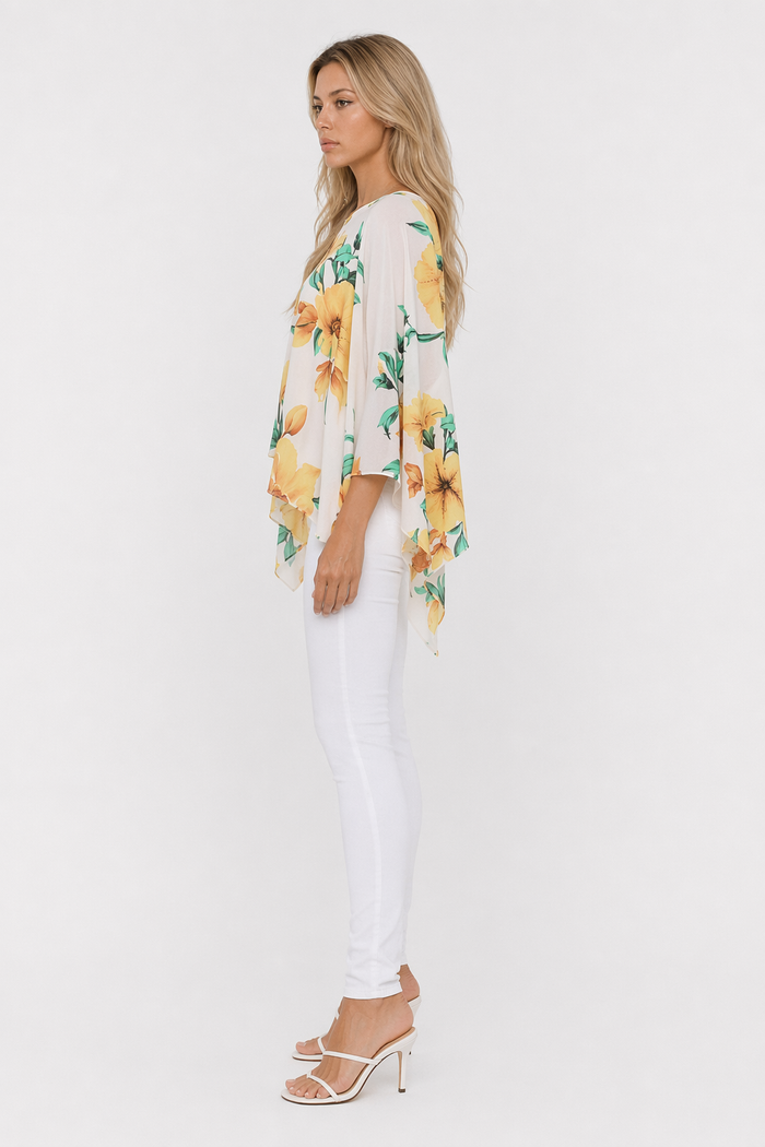 Floral Chiffon Batwing Top for Women Default