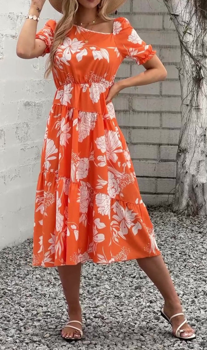 Floral One-Piece Dress for Women's Summer Wear: light pink, bright pink dress, feminine floral style