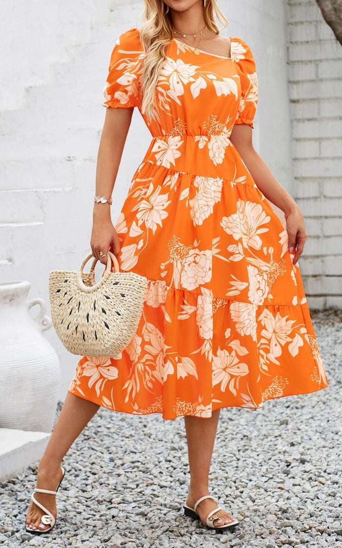 Floral One-Piece Dress for Women's Summer Wear: light pink, bright pink dress, feminine floral style