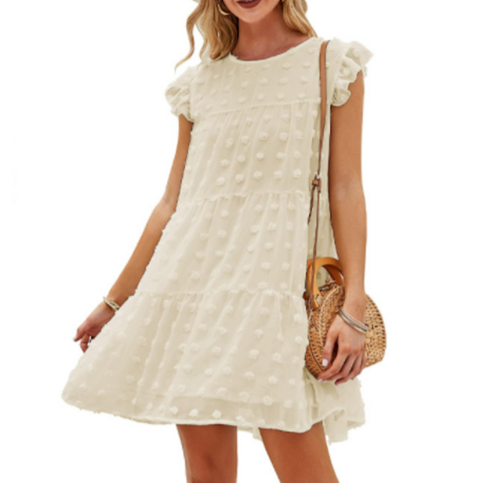 Floral Shift Dress for Women: cream, off-white dress, feminine casual style