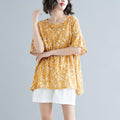 Floral Yellow Top for Women: mustard yellow, white women's floral blouse/top, casual feminine style