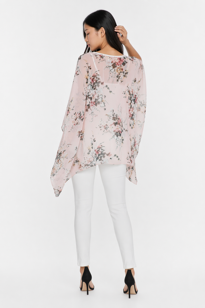 Flowing Chiffon Tunic for Women Featuring a Delicate Floral Pattern Default