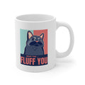 Fluff Mug, The Hilarious Cat-themed Cup: white, dark blue cartoon cat