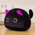 Fluffy Black Kawaii Kitty Plushie: black, yellow black cat, kawaii cartoon style