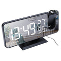 FM Radio Alarm Clock with Digital Display: black, white digital projection alarm clock, minimal modern electronic style