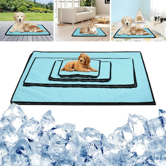 Foldable Cooling Pad Bed for Cats and Dogs, Available in 4 Sizes: light blue, black dog, minimal style