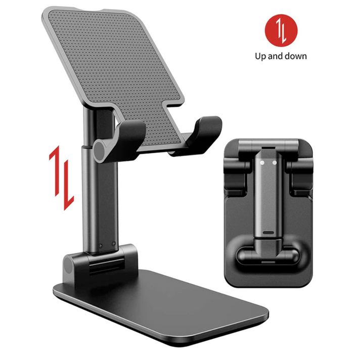 Foldable Stand for Tablets and Smartphones: light gray, dark gray adjustable device stand, minimal style