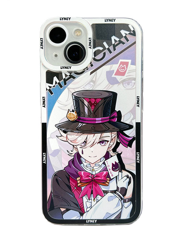 Fontaine Genshin Impact Phone Cases: clear, black anime-style character, anime, graphic style