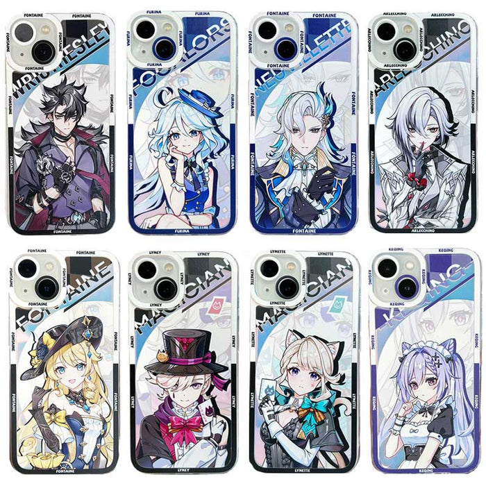 Fontaine Genshin Impact Phone Cases: clear, black anime-style character, anime, graphic style