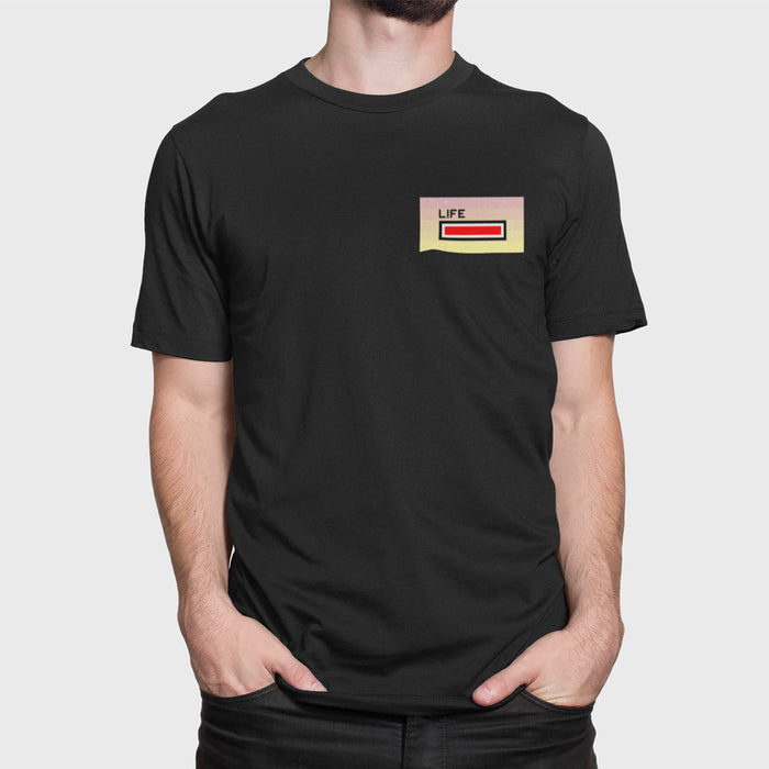 Full Life Men's Gaming Short Sleeve T-Shirt: white, red T-shirt, minimal graphic style