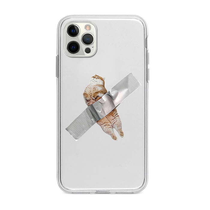 Funny Cat TPU Phone Case: clear, white cat, cute cartoon-like photo print style