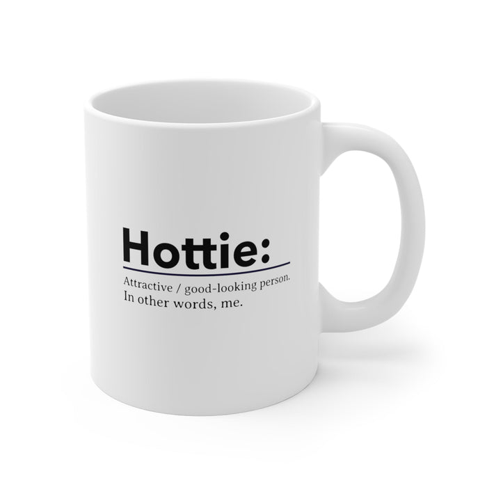 Funny Flame Mug: white, black mug, minimal typography style