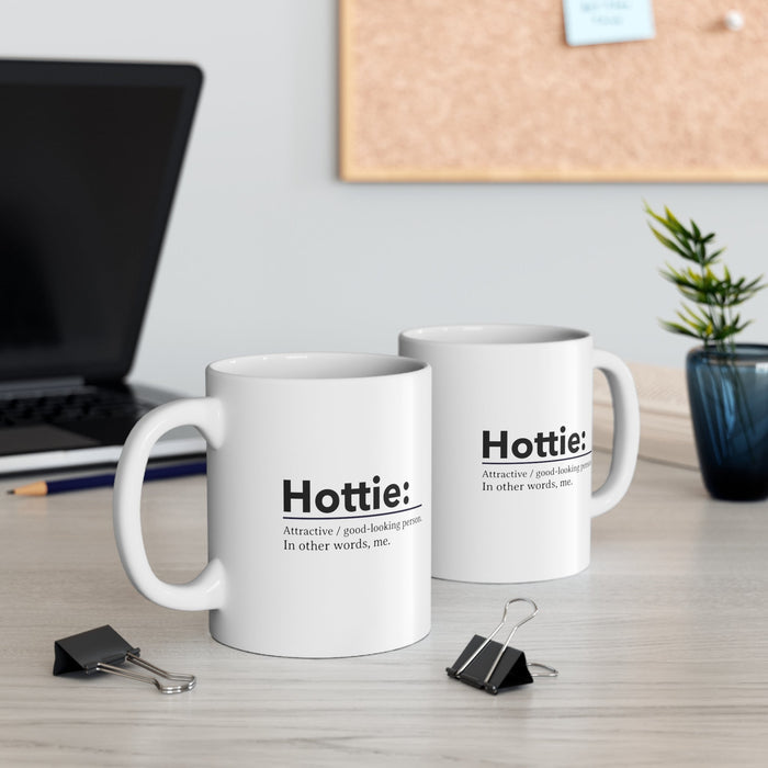 Funny Flame Mug: white, black mug, minimal typography style