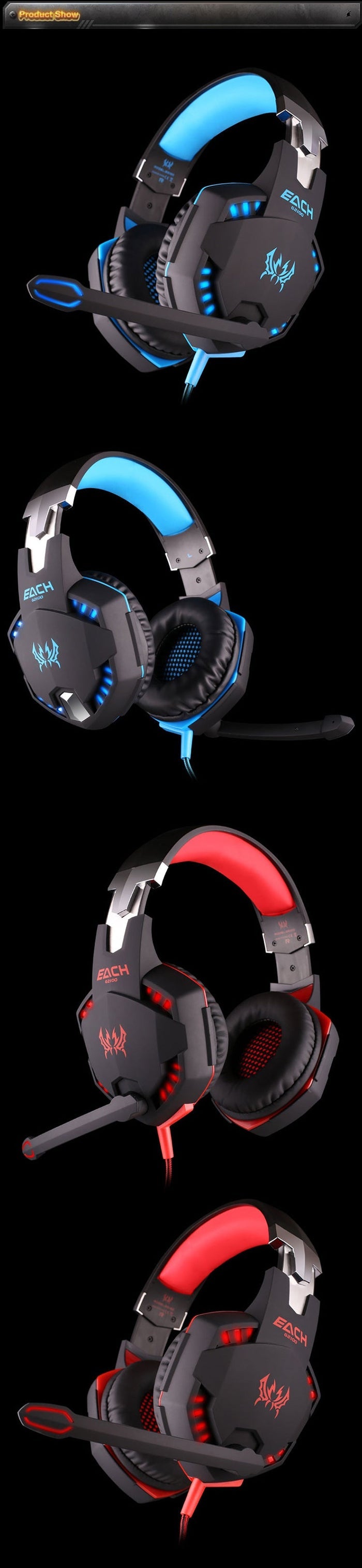 G21Z Vibrating LED Gaming Headset with Mic, Dragon Stealth: black, dark gray over-ear gaming headset with boom microphone, fu